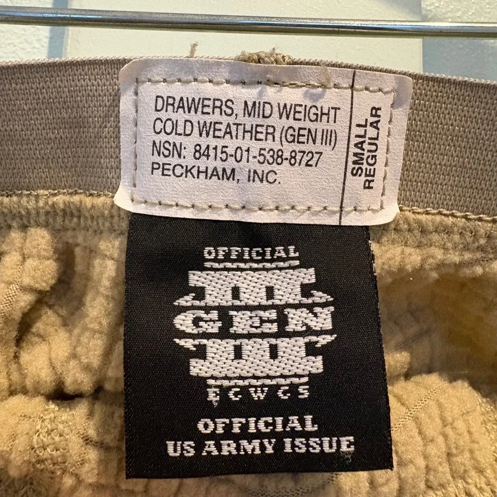 US Army ECWCS‎ Gen III Level 2 Polartec Grid Fleece Drawers Pants Small Regular